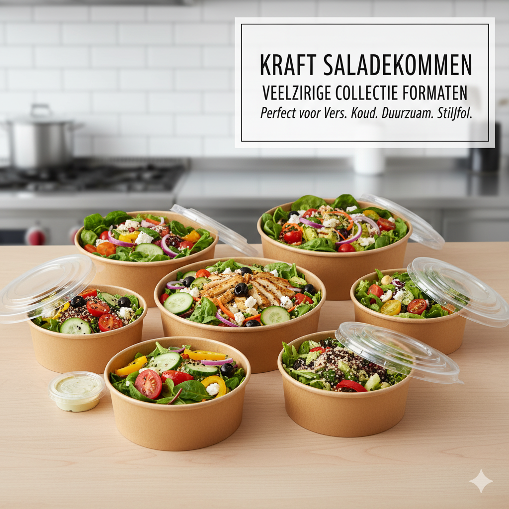 Kraft Salade box Met Deksel