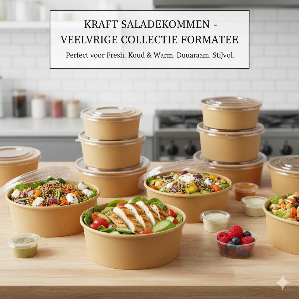 Kraft Salade box Met Deksel