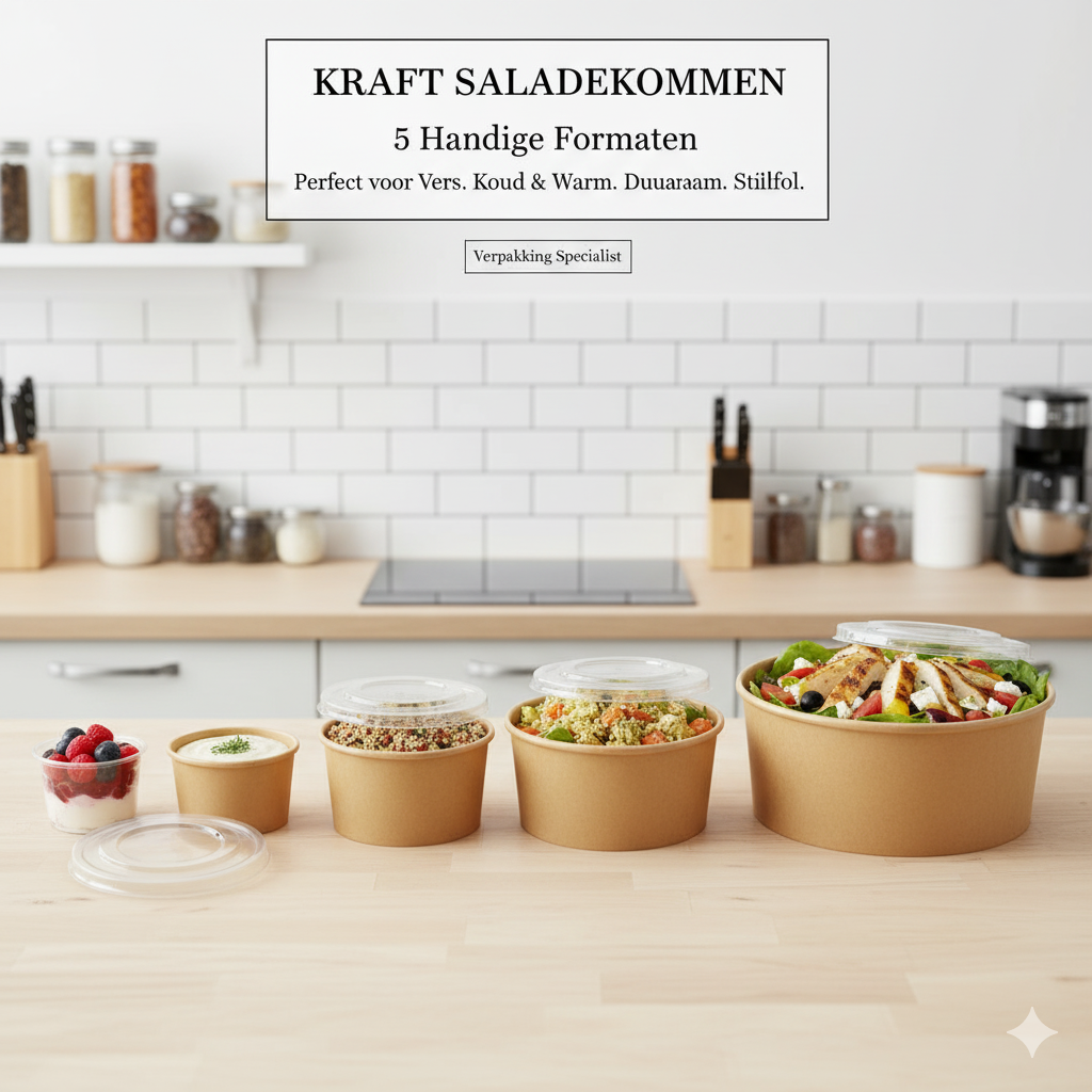 Kraft Salade box Met Deksel