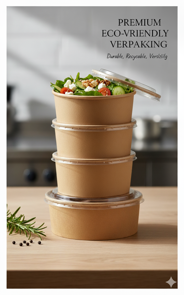 Kraft Salade box Met Deksel